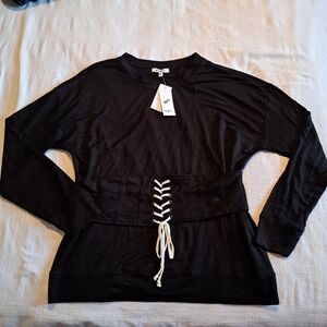 William Rast women's size XL Daniel black long sleeved top, New